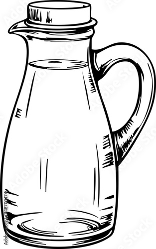 Lemonade jug sketch on white background, refreshing beverage concept