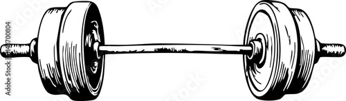 Sketch of a trap bar on white background, fitness illustration
