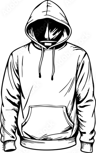 Stylish hoodie sketch on white background, minimalistic fashion design