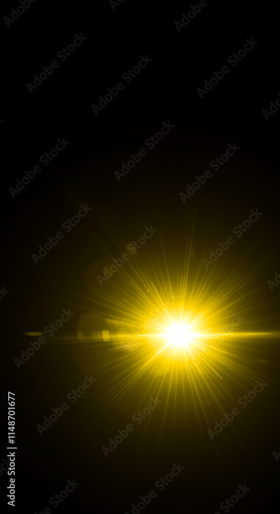Fototapeta premium Lens Flare light over Black Background. Easy to add overlay or screen filter over Photos. mobile overlay 