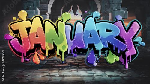 january graffiti text on the wall