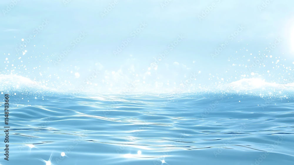 Serene Blue Water Surface With Gentle Waves And Glimmering Lights Serene Blue Water Surface With Gentle Waves And Glimmering Lights