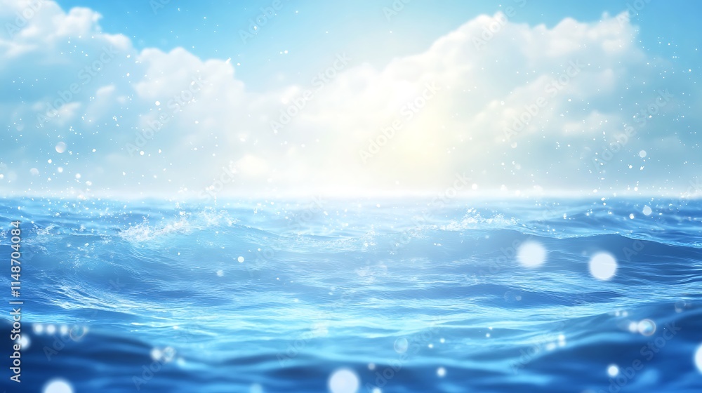 Serene Ocean Waves Under a Bright Sunny Sky Serene Ocean Waves Under a Bright Sunny Sky