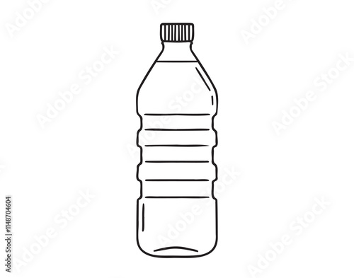 plastic bottle of water doodle hand drawn icon. Outline drawing plastic bottle of water line clipart symbol