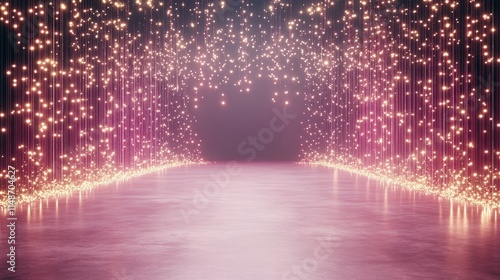 A mesmerizing pathway illuminated by shimmering lights, creating an enchanting atmosphere for gatherings and events.