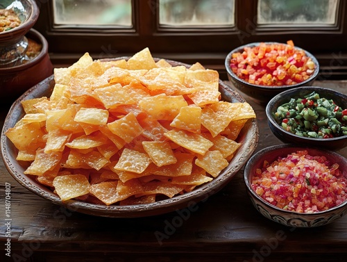 Holi gathering showcasing colorful snacks and festive vibrancy in a rustic Indian home photo