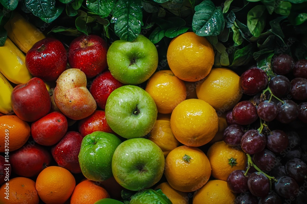 Colorful fruits and vegetables in the produce section of the grocery store. Colorful fruits and vegetables in the produce section of the grocery store.
