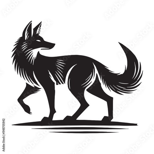 Bold jackal silhouette for modern digital art - Jackal illustration - minimallest jackal vector
