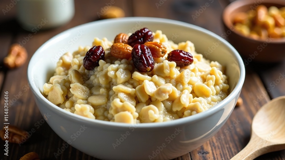 Delicious Oatmeal with Nuts and Raisins - Isolated on Transparent Background - High-Quality Food Photography Delicious Oatmeal with Nuts and Raisins - Isolated on Transparent Background - High-Quality Food Photography