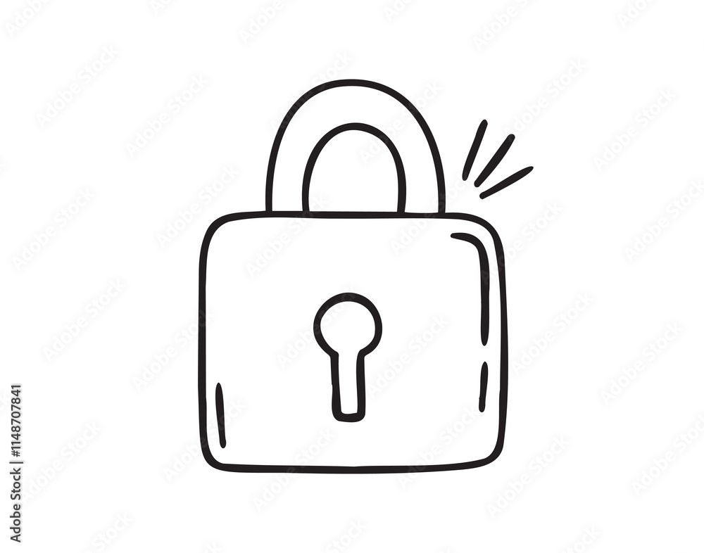 Lock doodle hand drawn icon. Outline drawing line clipart symbol Lock doodle hand drawn icon. Outline drawing line clipart symbol