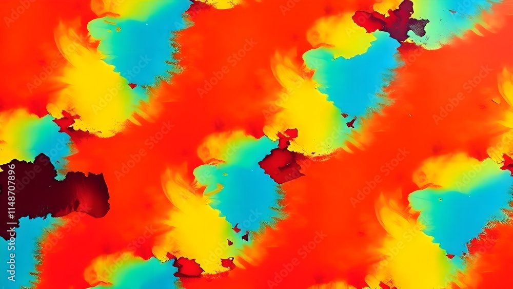Obraz premium Vibrant Abstract Design with Red, Yellow, and Aqua Blue Swirls