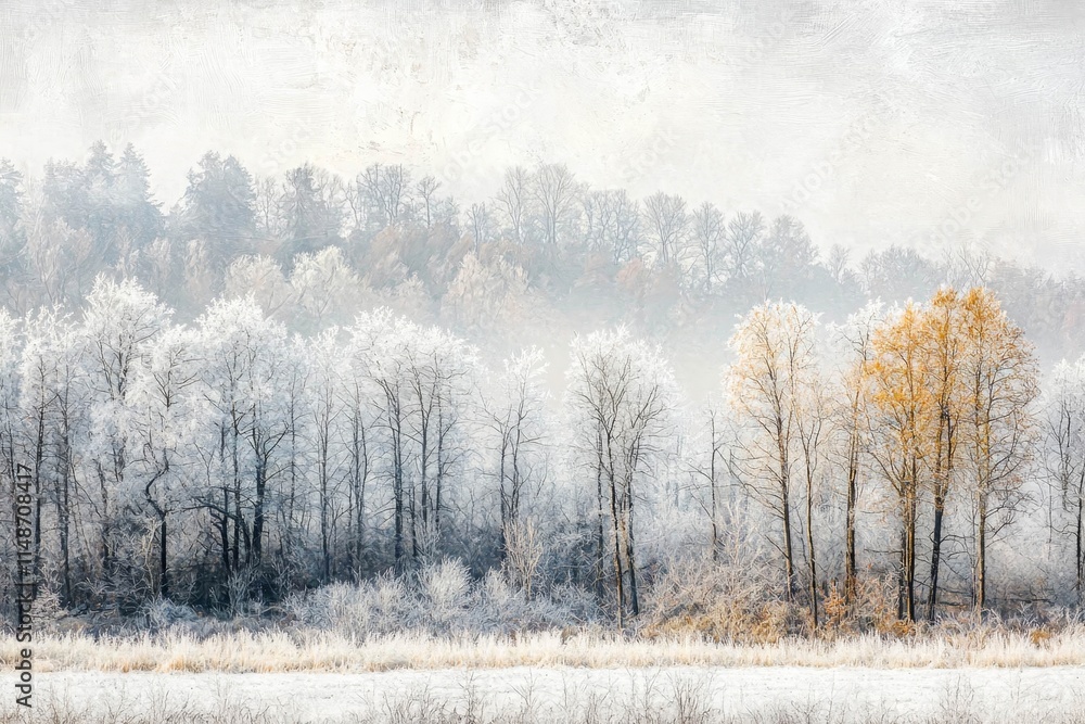 Winter landscape - frosty trees in winter forest in cold weather. Winter landscape - frosty trees in winter forest in cold weather.