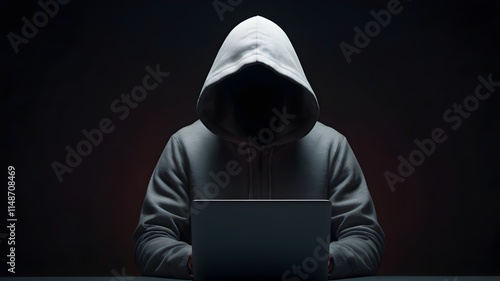 hacker in front of his computer committing digital cybercrime