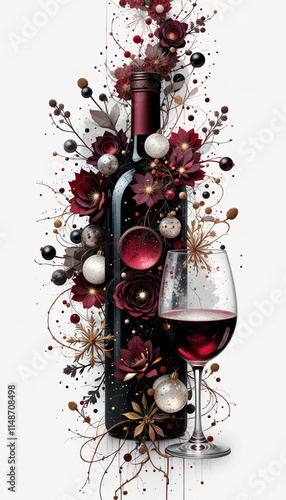 artistic composition with a bottle of wine