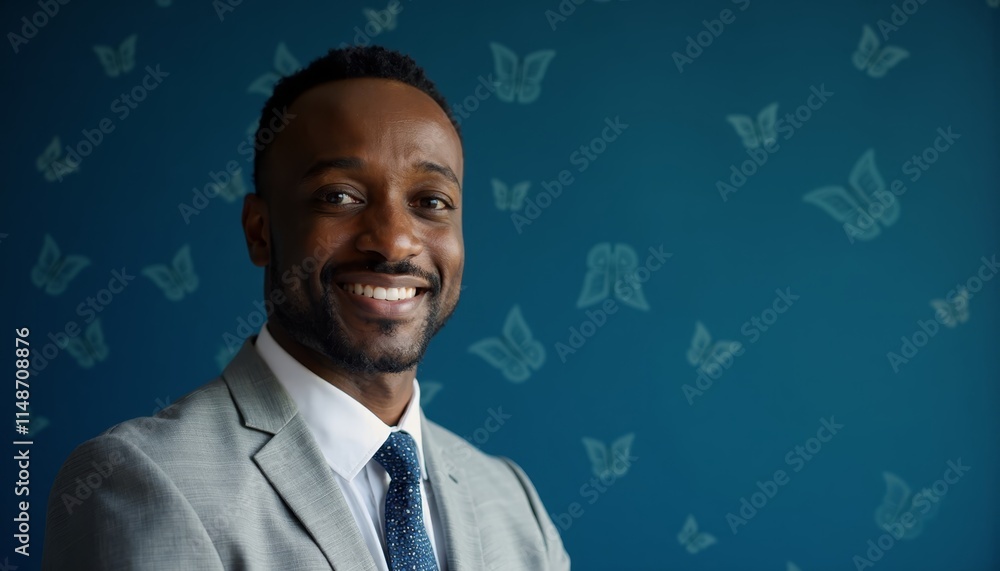 A man in a suit and tie smiles at the camera A man in a suit and tie smiles at the camera