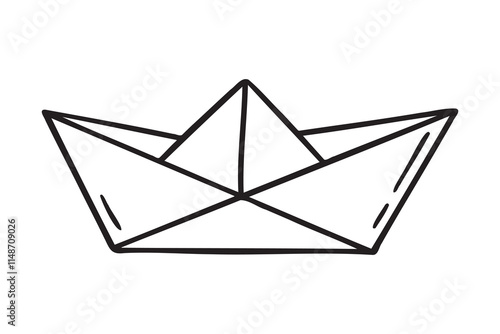 paper ship origami doodle hand drawn icon. Outline drawing paper ship origami line clipart symbol