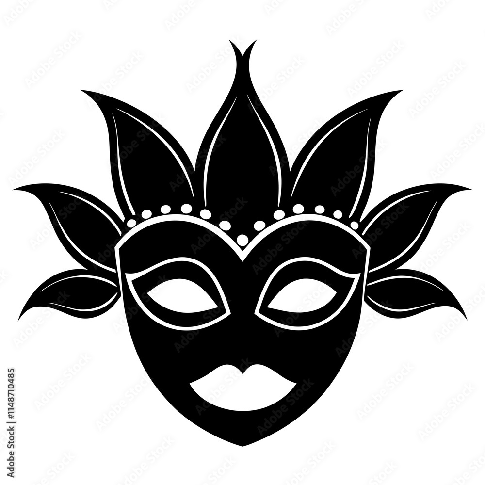Celebration Mask silhouette black design white background Celebration Mask silhouette black design white background
