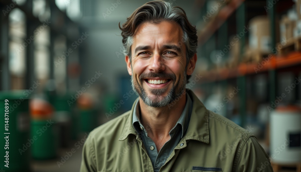 A man in a green jacket smiles at the camera A man in a green jacket smiles at the camera