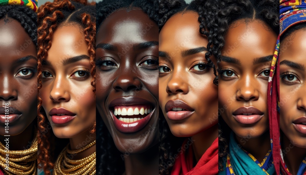 A group of women with different colored hair and makeup A group of women with different colored hair and makeup