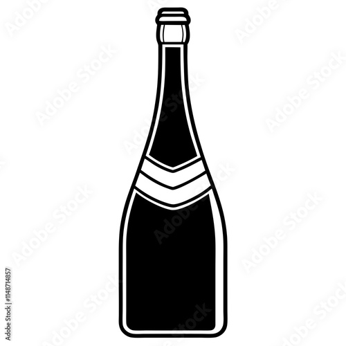 Champagne Bottle vector silhouette black design white background