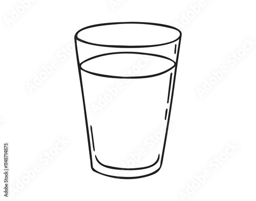 glass of water doodle hand drawn icon. Outline drawing glass of water line clipart symbol