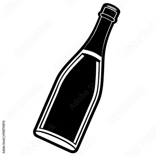 Champagne Bottle vector silhouette black design white background