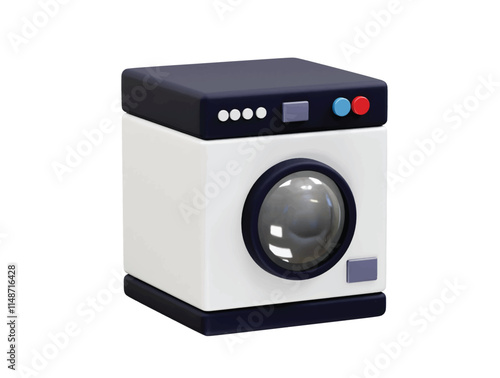  washing machine icon 3d rendered illustration vector