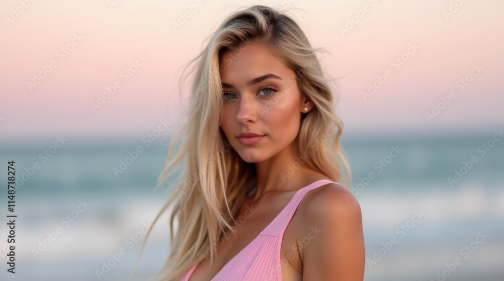 portrait of a beautiful woman on the beach portrait of a beautiful woman on the beach