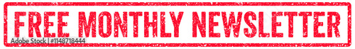 Free Monthly Newsletter Stamp Transparent Seal, Red Grunge Free Monthly Newsletter Word Rubber Stamp Seal