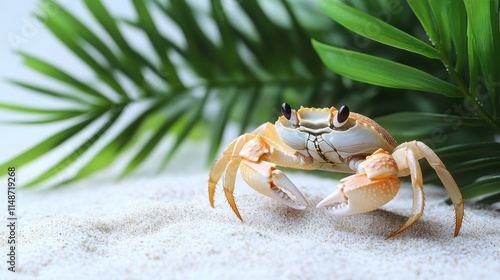 Playful underwater world A crab scuttles across sand photo