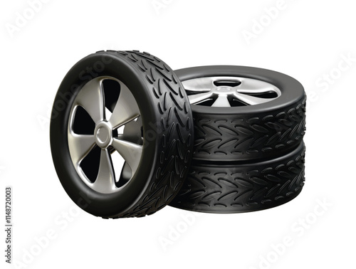 car wheel icon illustration 3d.  car tire icon 3d rendering vector