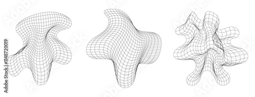 Set of deformed flex distorted black grids