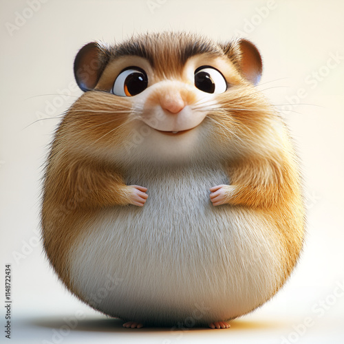 Cartoon Hamster with Big Head, 3D-3