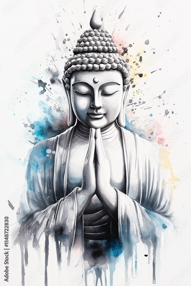 Obraz premium Serene Buddha Watercolor Painting Mindfulness, Meditation, and Peace