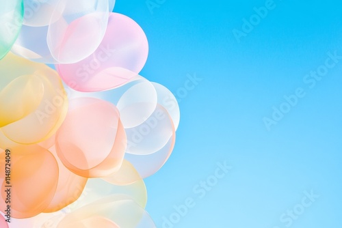 Surreal Overlapping Circles with Pastel Gradients Against Clear Blue Sky photo