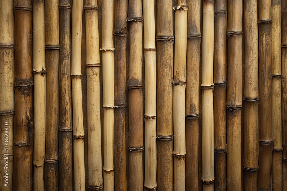 Naklejka premium Bamboo elements walls streamers background images and dry floors combined