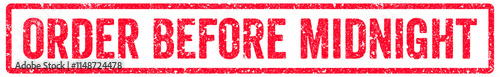 Order Before Midnight Stamp Transparent Seal, Red Grunge Order Before Midnight Word Rubber Stamp Seal