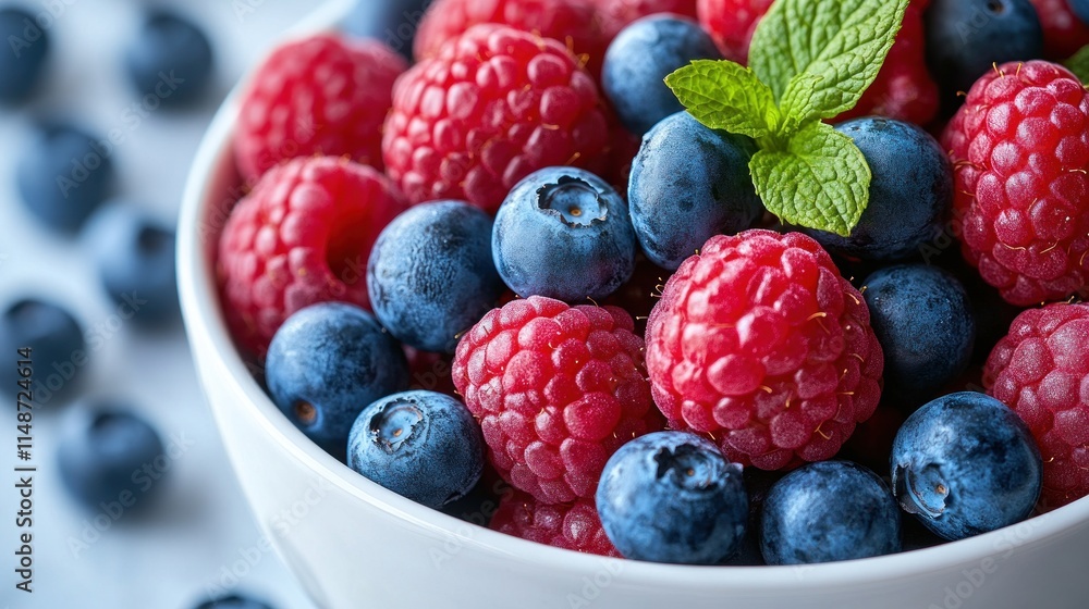 Fresh raspberries and blueberries in a bowl. (7) Fresh raspberries and blueberries in a bowl. (7)