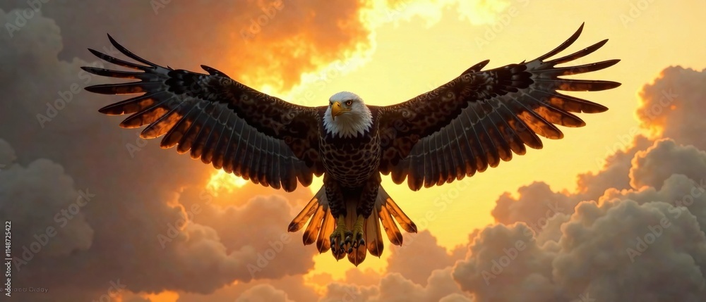 Obraz premium Majestic Eagle Silhouettes Soaring Skyward - Wildlife Photography