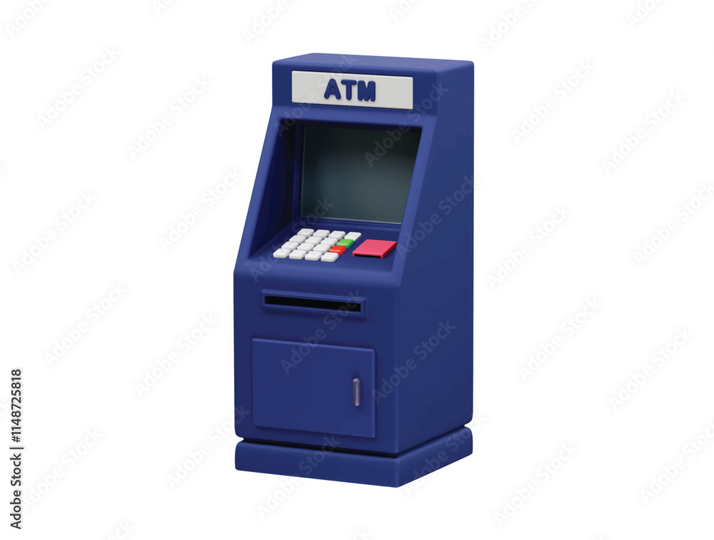 ATM cash Machine 3D Icon Illustration render ATM cash Machine 3D Icon Illustration render