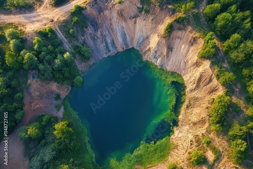 Bird s eye view of a neglected sand pit post mining photo