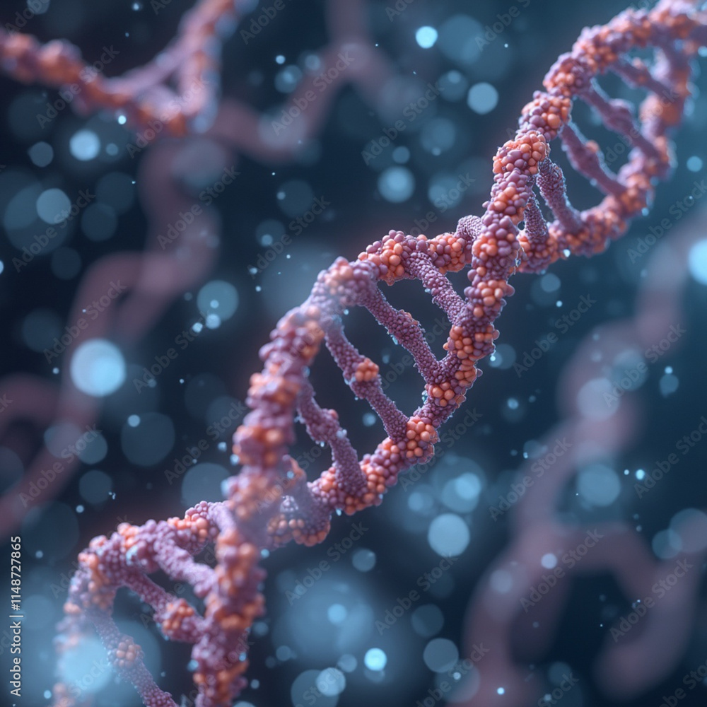3d rendered genetic illustration of human dna under microscope 3d rendered genetic illustration of human dna under microscope