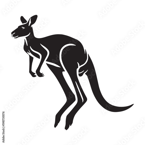 Simplified kangaroo silhouette for unique design purposes - Kangaroo illustration - minimallest kangaroo vector
 photo