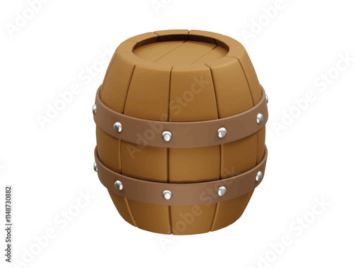 Barrel wooden icon 3d rendering icon. Wooden barrel icon 3d render