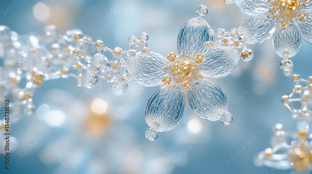 Delicate flowers with a soft blue backdrop.