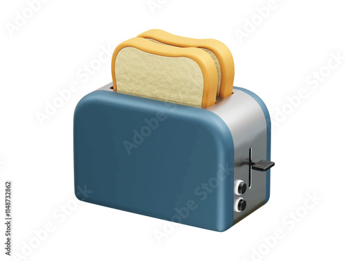 Toaster with toasted bread 3d icon illustration. Bread Toaster 3d illustration icon