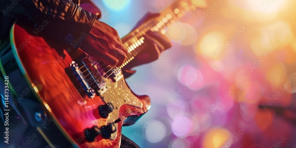Obraz premium Electric Guitar Concert Performance: A Musician's Passion