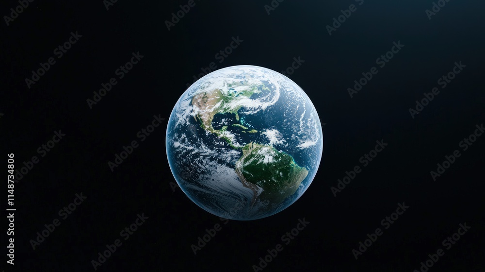 Earth globe in space, showing continents and clouds. Earth globe in space, showing continents and clouds.
