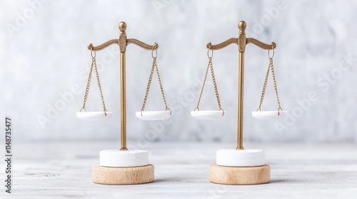 Wallpaper Mural Two golden scales of justice on wooden base. Torontodigital.ca