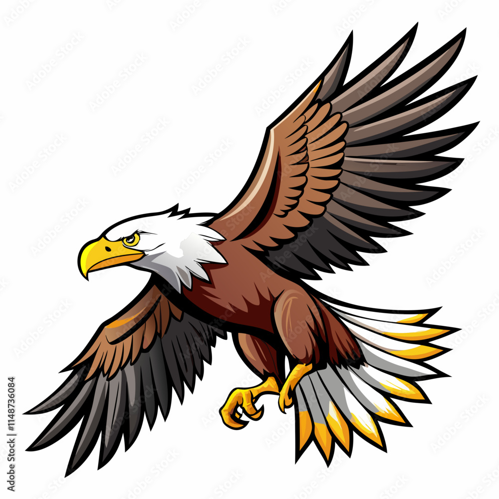 Fototapeta premium bald eagle in flight isolated